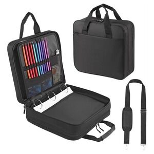 Trapper‎ Keeper 3 Ring Zipper Binder Waterproof with Soft Detachable Strap Black